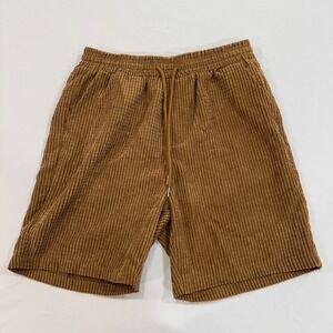 Boohoo MAN Corduroy Textured Shorts Mens Medium Brown Drawstring | Streetwear